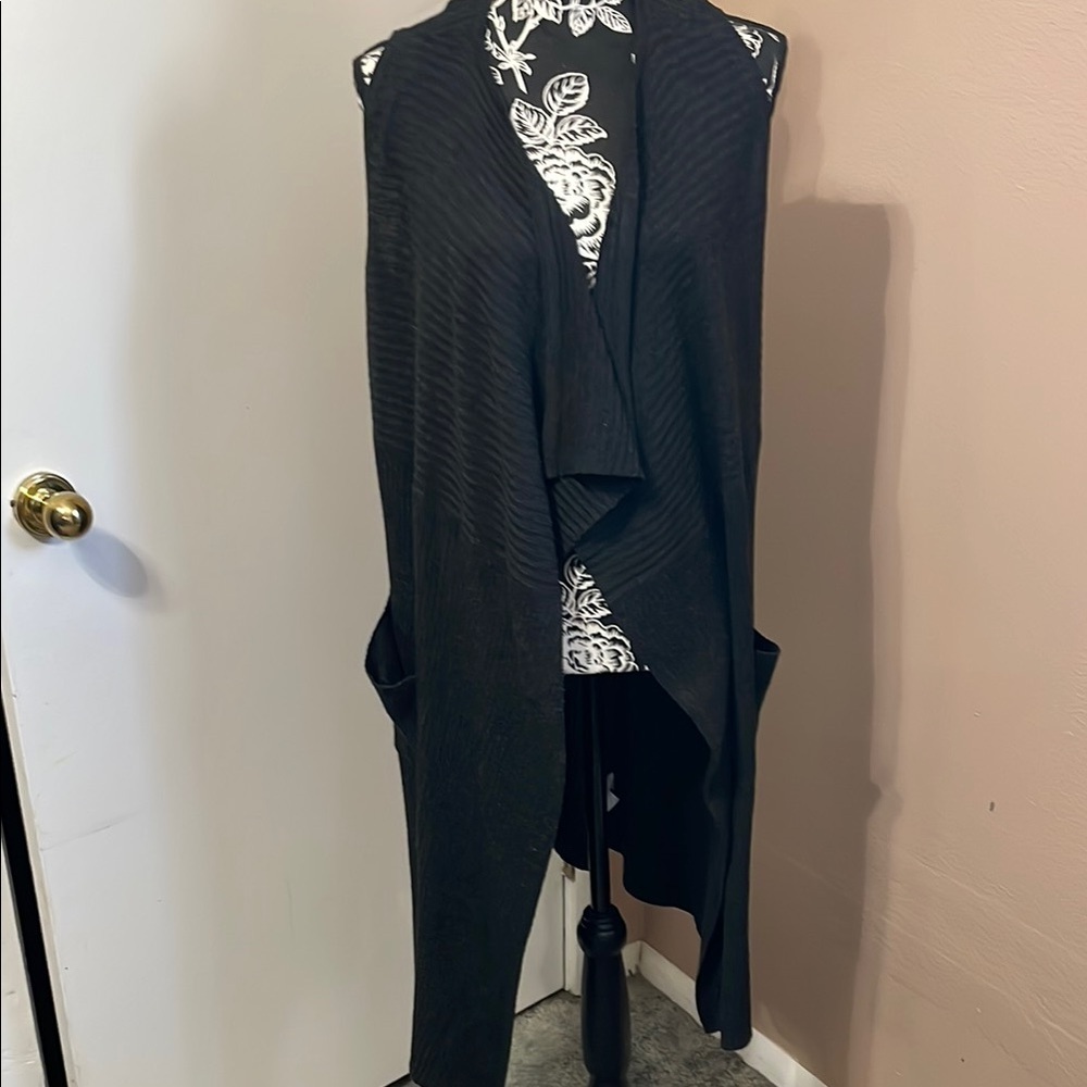 Double Zero Black Waterfall Cardigan Sweater